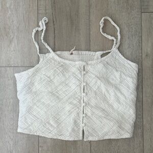 Free People Corset Stretch White Top Cami Spaghetti Strap Tank Lace MEDIUM